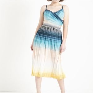 Eloquii Blue Yellow Pleated Cut Out Dress 16